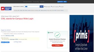 
                            8. CWL - Campus Wide Login | AcronymFinder