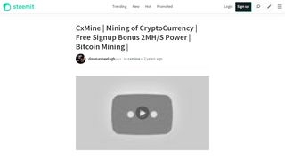 
                            3. CxMine | Mining of CryptoCurrency | Free Signup Bonus 2MH/S ...