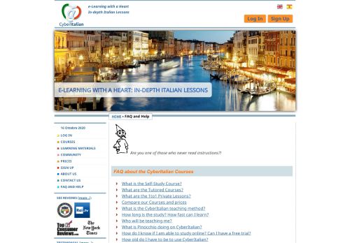 
                            6. Cyber Italian - FAQ and Help - Online Language Courses