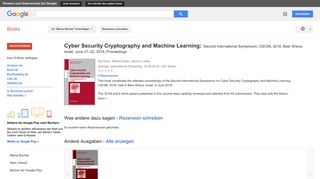 
                            13. Cyber Security Cryptography and Machine Learning: Second ...