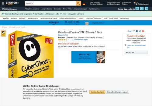 
                            9. CyberGhost Premium VPN 12 Monate 1 Gerät: Amazon.de: Software