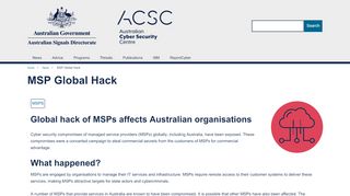 
                            11. cyber.gov.au | Global hack of MSPs affects Australian organisations
