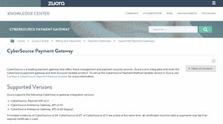 
                            8. CyberSource Payment Gateway - Zuora