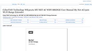 
                            12. CyberTAN Technology WE301A1 MY NET AC WIFI BRIDGE User ...