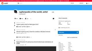 
                            6. cypherpunks of the world, unite! - Reddit