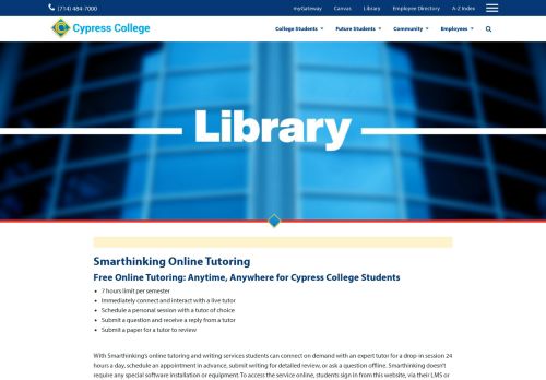 
                            10. Cypress College - Smarthinking Online Tutoring