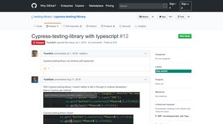 
                            8. Cypress-testing-library with typescript · Issue #12 · kentcdodds/cypress ...