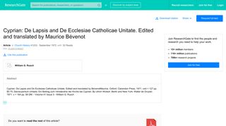 
                            12. Cyprian: De Lapsis and De Ecclesiae Catholicae Unitate. Edited and ...