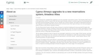 
                            10. Cyprus Airways upgrades to a new reservations system, Amadeus Altea