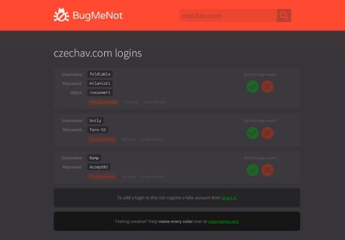 
                            7. czechav.com passwords - BugMeNot