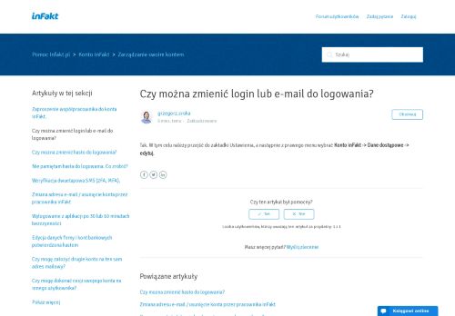 
                            2. Czy można zmienić login lub e-mail do logowania? – Pomoc Infakt.pl