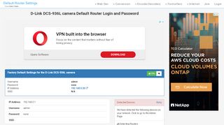 
                            13. D-Link DCS-936L camera Default Router Login and Password