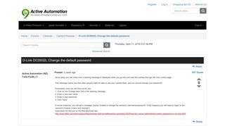 
                            9. D-Link DCS932L Change the default password. Active Automation