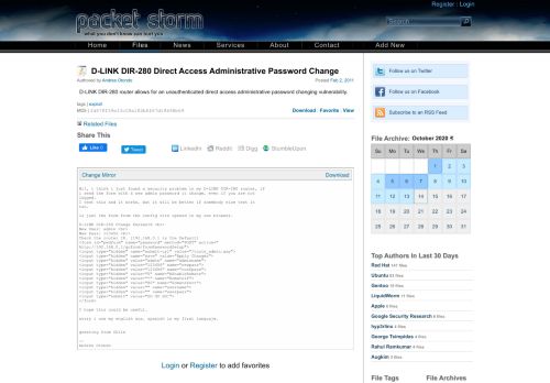 
                            11. D-LINK DIR-280 Direct Access Administrative Password Change ...