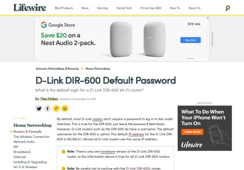 
                            5. D-Link DIR-600 Default Password - Lifewire