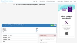 
                            1. D-Link DIR-610 Default Router Login and Password - Clean CSS