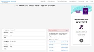 
                            4. D-Link DIR-816L Default Router Login and Password - Clean CSS