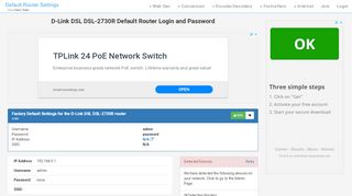 
                            1. D-Link DSL DSL-2730R Default Router Login and Password