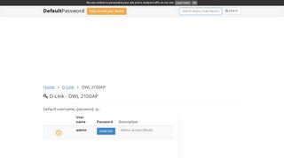 
                            9. D-Link - DWL 2100AP default passwords