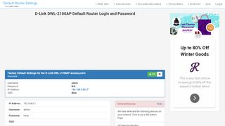 
                            1. D-Link DWL-2100AP Default Router Login and Password - Clean CSS
