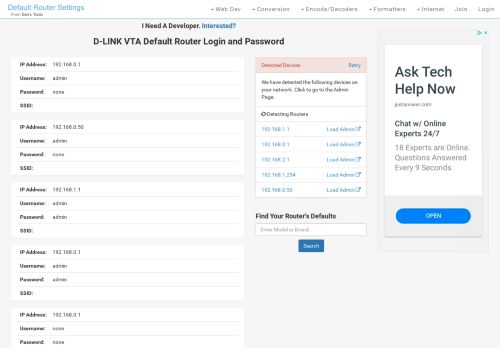 
                            8. D-LINK VTA Default Router Login and Password - Clean CSS