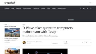 
                            11. D-Wave takes quantum computers mainstream with 'Leap' - Engadget