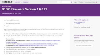 
                            3. D1500 Firmware Version 1.0.0.27 | Answer | NETGEAR Support