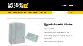 
                            9. D5 Centurion Centsys EVO Sliding Gate Motor - Gate and Fence ...