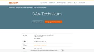 
                            12. DAA-Technikum Kündigungsadresse und Kontaktdaten - Aboalarm