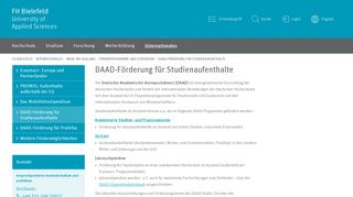 
                            12. DAAD-Förderung für Studienaufenthalte | FH Bielefeld