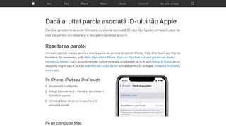 
                            10. Dacă ai uitat parola asociată ID-ului tău Apple - Apple Support