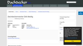 
                            8. Dachdeckermeister Dirk Neidig - Dachdecker in Deutschland