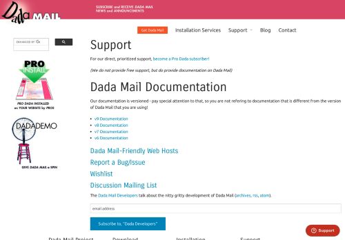 
                            3. Dada Mail Support