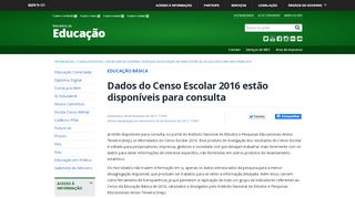 
                            6. Dados do Censo Escolar 2016 estão disponíveis para consulta - MEC