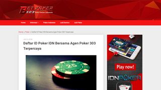 
                            5. Daftar ID Poker IDN Bersama Agen Poker 303 Terpercaya | betpoker303