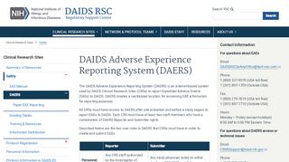 
                            1. DAIDS Adverse Experience Reporting System (DAERS) | DAIDS ...