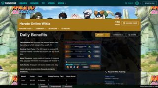 
                            2. Daily Benefits | Naruto Online Oasis Games Wikia | FANDOM powered ...