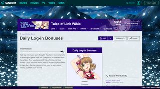 
                            1. Daily Log-in Bonuses | Tales of Link Wikia | FANDOM powered by Wikia