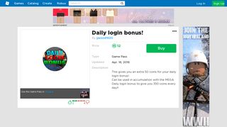 
                            2. Daily login bonus! - Roblox