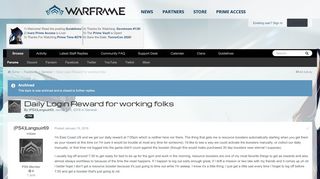 
                            9. Daily Login Reward for working folks - General - Warframe Forums