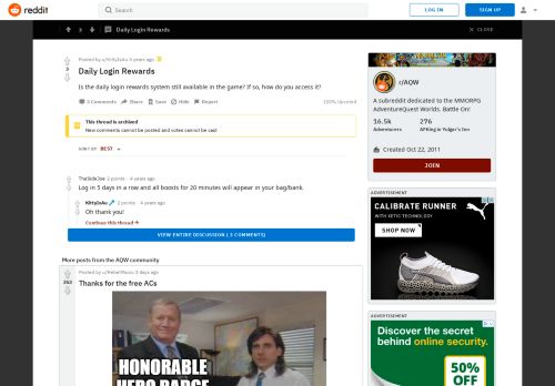 
                            3. Daily Login Rewards : AQW - Reddit