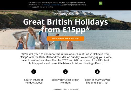 
                            9. Daily Mail holidays from £15pp* - Holiday Parks