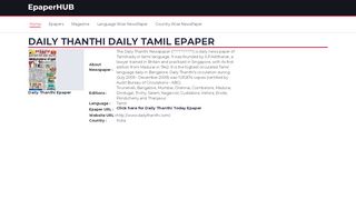 
                            10. Daily Thanthi Daily Tamil Newspaper - Epaper Hub