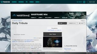 
                            7. Daily Tribute | WARFRAME Wiki | FANDOM powered by Wikia