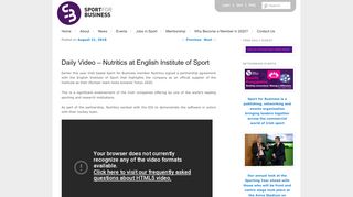 
                            13. Daily Video – Nutritics at English Institute of Sport | Sport for Business