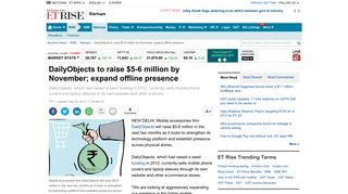 
                            9. DailyObjects to raise $5-6 million by November; expand offline presence
