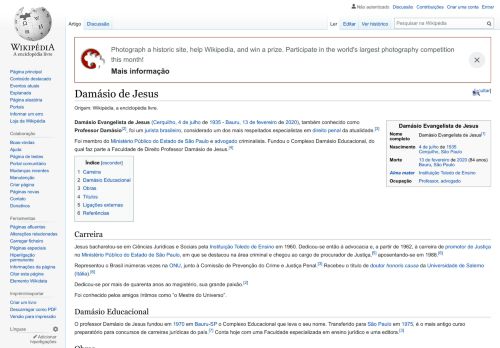 
                            6. Damásio de Jesus – Wikipédia, a enciclopédia livre