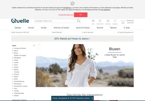 
                            5. Damenmode Online Shop für die Schweiz | quelle.ch