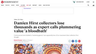 
                            10. Damien Hirst collectors lose thousands as expert calls plummeting ...