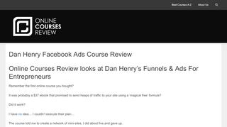
                            2. Dan Henry Facebook Ads - Online Courses Review